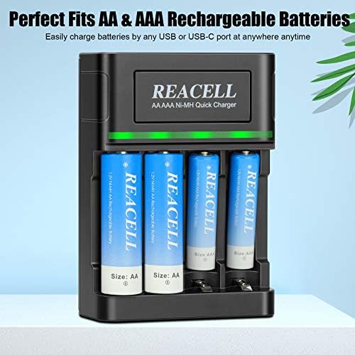 РЕАЦЕЛ 1 Час Char ААА Полнач За Батерии За Нимх Батерии На Полнење, Внесување Тип-Ц За Двојно А Батерии и Тројно А Батерии