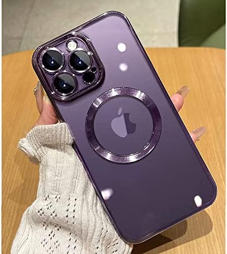 Lzghoyf Магнетна Јасна Кутија за Iphone 14 Pro Max Телефон Случај Вграден Заштитник На Објективот На Камерата Компатибилен Со Magsafe Тенок Магнет