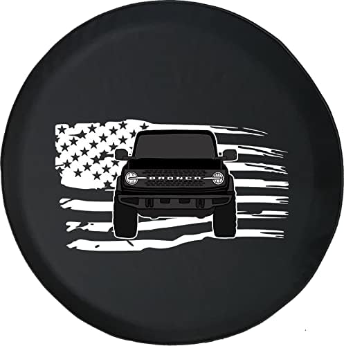 Обвивки за гуми од гуми JL - Додатоци за кампери, SUV, приколки, камиони, РВ и повеќе 32 инчи црно -американско знаме Бронко Дупка