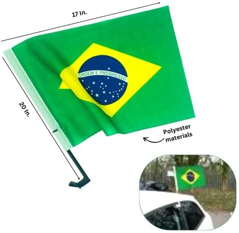 Знамето на Националниот фудбалски тим на Светскиот куп во Бразил, 17x12 со бел пол 20инч - бразилски Селечо Бразилеира