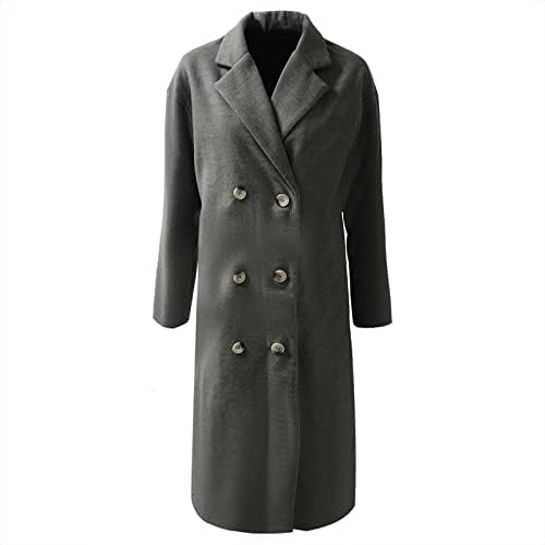 Ровови палта за жени долга топла факс волна/блејзер јакни Зимски палта за жени Турнедан јака со долга ракав за надворешна облека