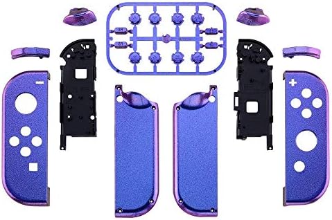 Extremerate Chameleon Purple Blue Glossy Oycon Housing Shell со целосни копчиња за поставување за Nintendo Switch, замена на лична