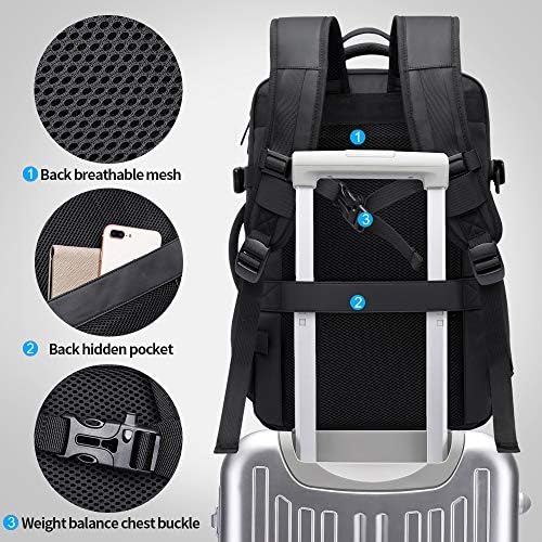 Ранец за носење на ранец на Бангедер, 45L, ранец за патувања за авиони, кабриолет со ранец за патувања, отпорен на вода 17,3 ”лаптоп ранец за мажи и жени