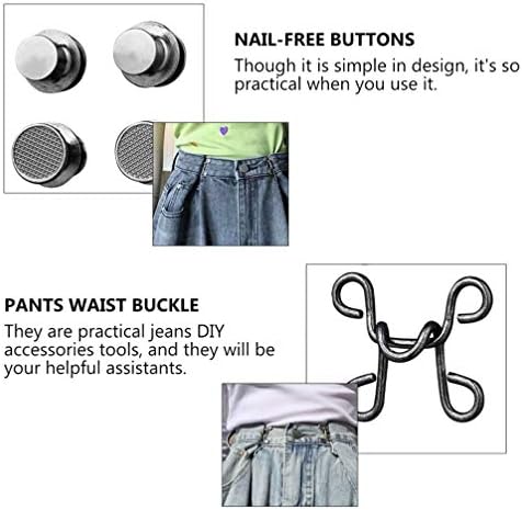 Кисио 4 комплети копчиња што не се лизгаат панталони Панталони за одвојување на копчињата за одвојување на половината - сребро