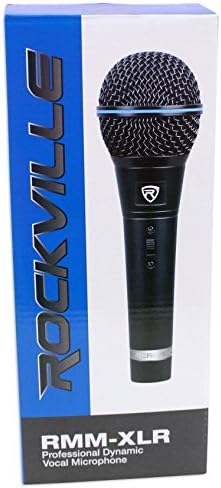 Rockville RMM-XLR динамичен кардиоиден професионален метален микрофон w/10 'xlr кабел., Црна