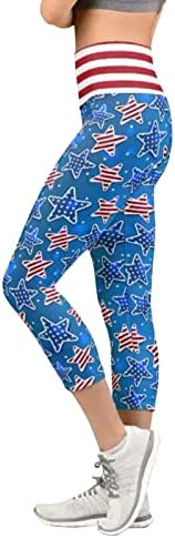 Обичај САД Пилатес хеланки исечени знаме Слаби печати што трчаат по јога жени патриотски панталони панталони американска јога сина