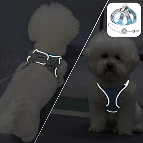 Giligege Soft Mesh Dog Harness и Leash Set за одење летен чекор во елек -ремен рефлексивни ленти прилагодливи без влечење на миленичиња за мали