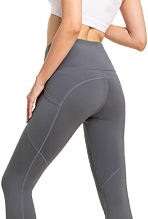 Бруклин + Јакс женски хеланки со високи половини со 3 џебови - Панталони за вежбање на јога за контрола на стомакот - 7/8 должина 25