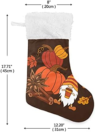 Алаза Божиќни чорапи есенски лисја и gnome класични персонализирани големи декорации за порибување за семејни празнични сезони за забави