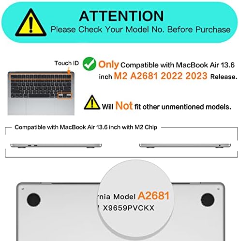 Mosiso компатибилен со MacBook Air 13,6 инчен случај 2022 2023 Ослободете го чипот A2681 M2 со течен ретина дисплеј и лична карта