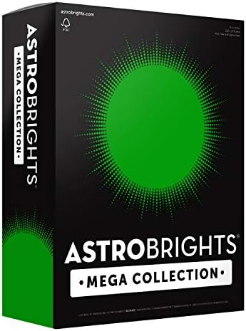 Мега колекција Astrobrights, обоена хартија, ултра зелена, 625 листови, 24 lb/89 GSM, 8,5 x 11 - повеќе листови!