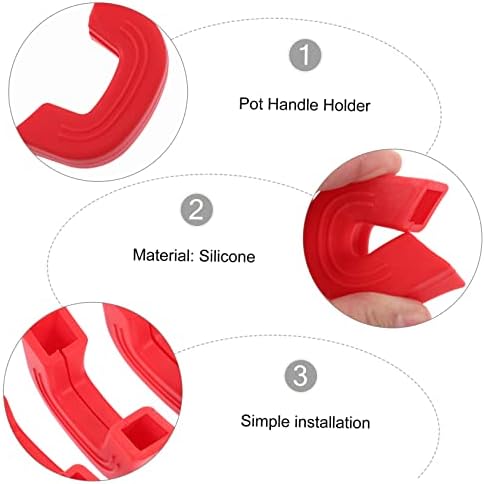 Bestonzon 4pcs садови за капаци на силиконски држачи Практични рачки заштитници од не'рѓосувачки челик црвени уши силициум гел