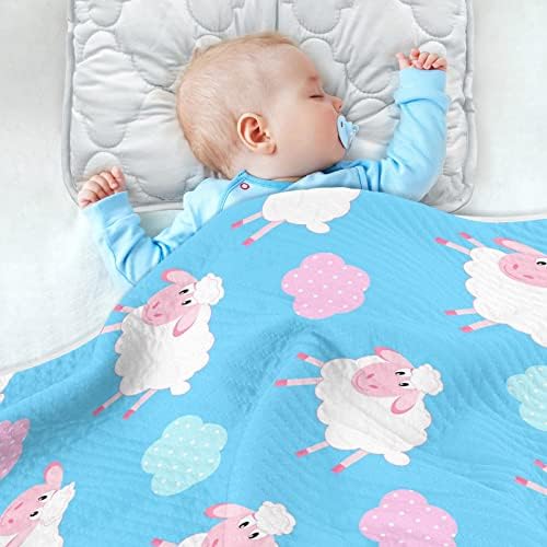 Симпатични јагниња бебешки ќебиња за момчиња Супер меко топло дете ќебиња за девојчиња, лесна креветче за креветчиња, фрли ќебе за новороденче, креветче за креветч
