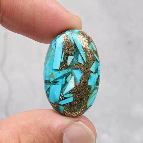 Реал-Гемс 22,6 КТ. Лабава природна бакарна тиркизна брилијантен овален скапоцен камен, за накит што прави енергија, завиткување на жица,