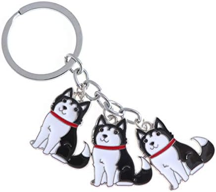 Lioobo симпатична автомобилска клучева метална миленичиња кучиња серија за автомобили за клучеви за клучеви за клучеви за подароци сиво сиво