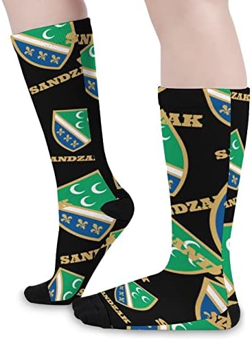 Sandzak Flag Printed Color Cop што одговара на атлетски колени високи чорапи за жени мажи