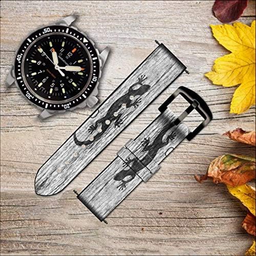 CA0324 Gecko Wood Graphic Printed Leather & Silicone Smart Watch Band Strap за SmartWatch Smartwatch SmartWatch Smart Watch