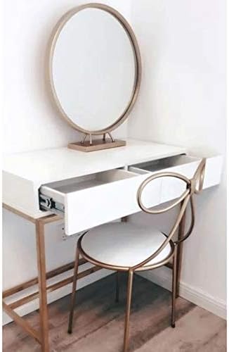 WPYYI Nordic Brass Gold Големо огледало за шминка креативно тркалезно облекување маса огледало бербер маса огледало