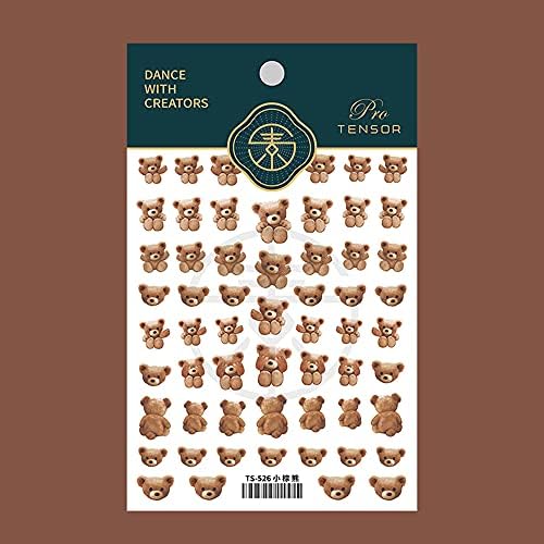 10 лист симпатични налепници за нокти на мечка самолепливи дизајнери на нокти декорации Еди мечка мешани дизајни комплети за декорација на нокти за девојчиња деца