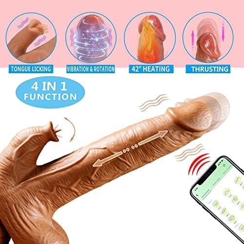 Powerrider Realistic Dildo Thrusting Vibrator Sex играчка за жени, вибрирајќи дилдо за клиторикална G-Spot Anal Stimulation