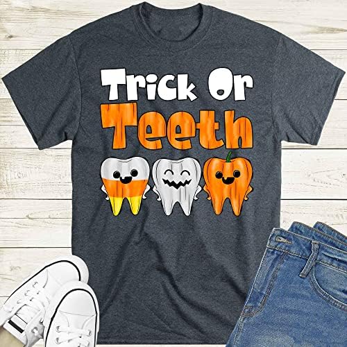 Трик или кошула за заби, стоматолог за Ноќта на вештерките, мета за стоматолошки состав, подарок за стоматолошка кошула, подарок за