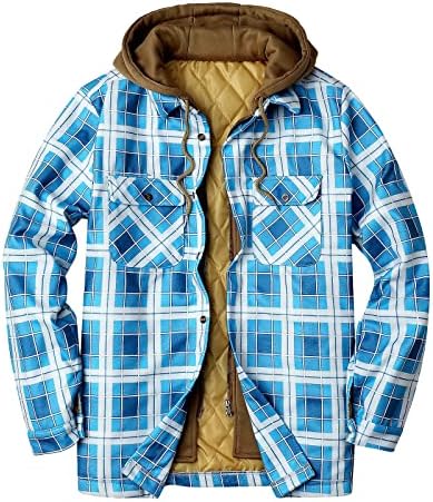 Beuu Mens Sherpa Fleece Casual Claid Cooped јакни лабави наредени патенти со лаптопи зимски топло дебели дуксери палта