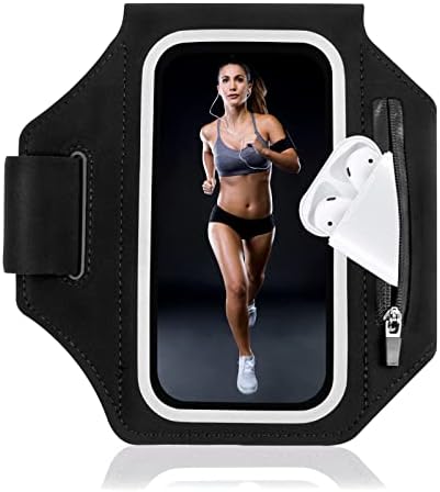 Trakxy Running Armband со џеб на AirPods, телефонски отпорен на вода, компатибилен со iPhone 11/12/13/13 Pro/13 Pro Max, Galaxy