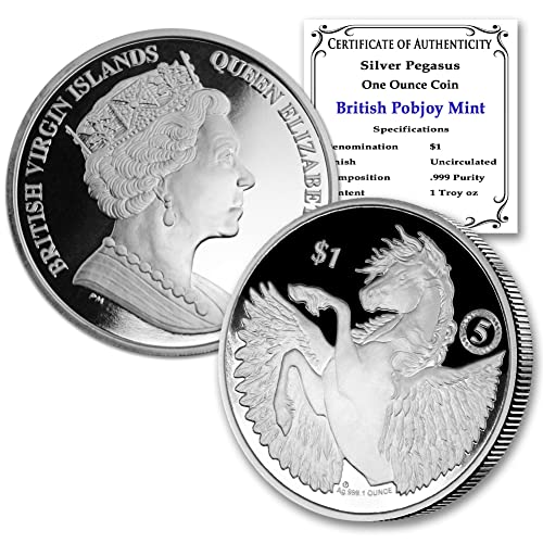 2022 1 мл Британски Девствени Острови Сребрена Монета Пегаз Брилијантна Нециркулирана Со Потврда За Автентичност 1 1 БУ