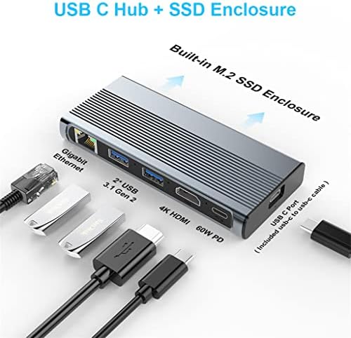 USB Hubs 10gbps Пренос На Податоци Тип C ДО 4K HDMI RJ45 1000Mbps USB 3.1 Gen 2 C Hub Nvme Комплет 6 Во 1 Докинг Станица