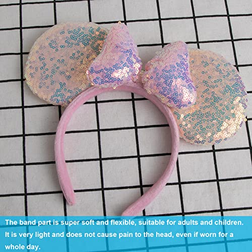 Чуангки 1 парчиња Уши На Глувчето Сјајна Лента ЗА Глава СО 3Д Лак, Двострана Лента За Коса Со Светки За Роденденска Забава Или