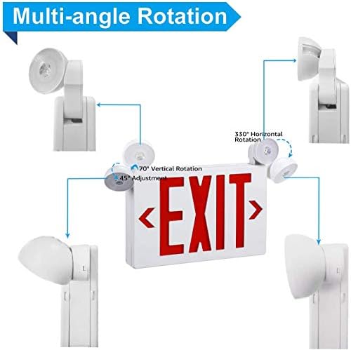 Излезен Знак ЗА Излез ОД 4 Пакети со Светла за Итни Случаи, Црвен Знак За Излез ,Со Резервна Копија На Батеријата и Две Лед Прилагодливи