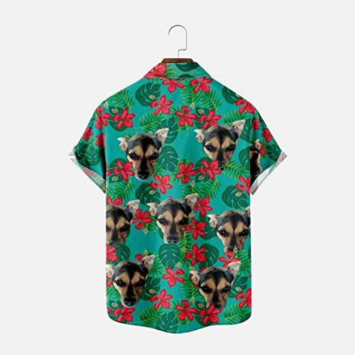 Менти печатени хавајски кошули со кратки ракави со кратки ракави надолу со кошули со шарени шорцеви