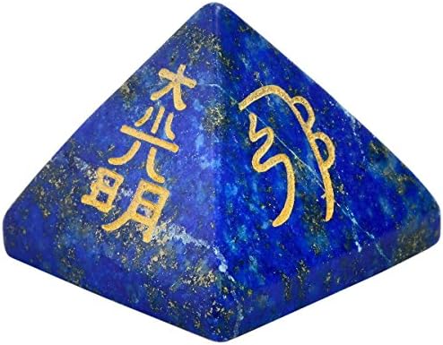 Sunyik lapis lazuli камен пирамида, генератор на енергија од кристална точка, врежана лековита чакра реики симбол метафизичка декорација фигура,