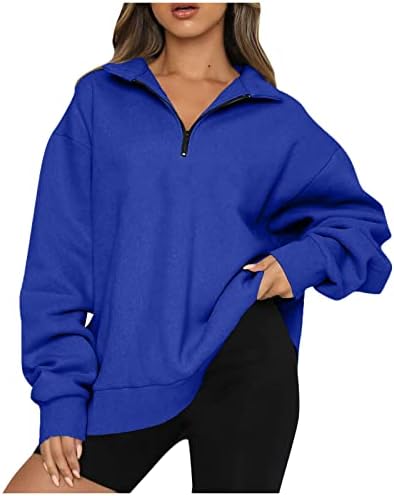 Женска зимска облека обична мода со долга ракав цврста боја патент џемпер врвни слатки дуксери