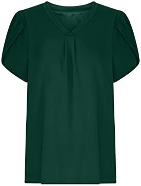 Женски врвови 2023 летни модни ливчиња за ливчиња против вратот кошули фустани случајни цветни печати лабави вклопувачки маички