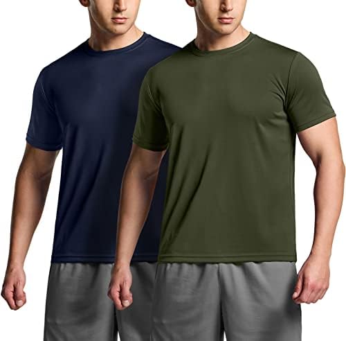 Кошули за вежбање на маички за вежбање TSLA 1 или 2 пакувања, маички за влага за влага, спортски салата за атлетски кошули со краток ракав