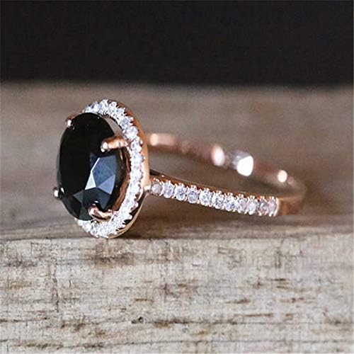Класични црни камени прстени на оречанан за жени свадбени ангажмани прстен подарок кристален прстен розово злато луксузен накит багет женски