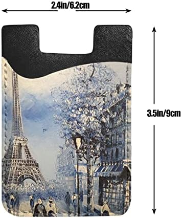 Романтичен Париз Ајфел кула Телефонски држач за картички, ПУ-кожа само-лепете ја лична карта за кредитна картичка за 2,4х3,5 инчен