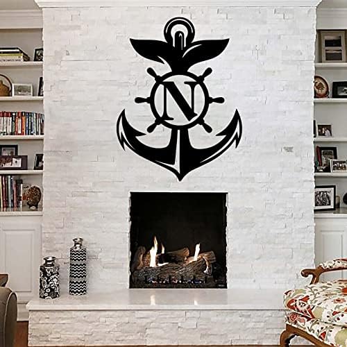 Сидро метална wallидна уметност, морнарски подароци, rudder wallид што виси декоративен акцент домашен декор знак - знак за
