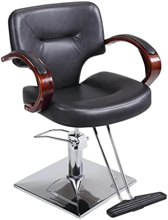 Викдд 360 степени вртење хидраулични бербер столчиња за коса за коса за убавина опрема со потпирач за рака, прилагодлива висина, црна