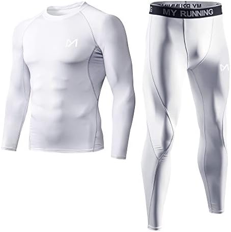 Meetyoo Mens 5pcs Машка компресија поставува панталони со долги ракави кошула атлетски шорцеви кои трчаат јакна