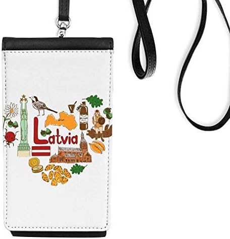 Latvia Love Health Pandscask Национален знаме Телефонски паричник чанта што виси мобилна торбичка црн џеб