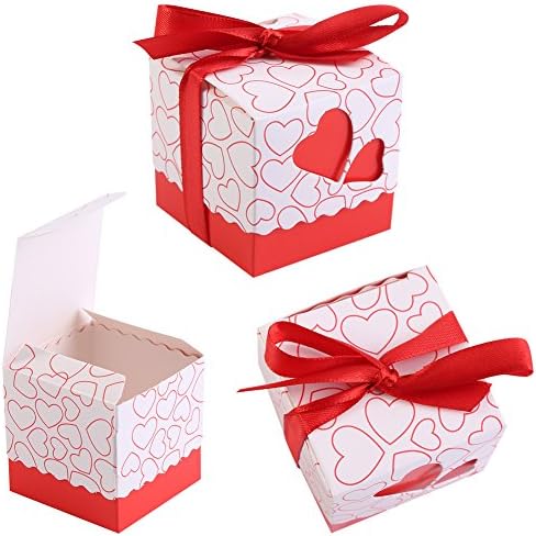 50 парчиња Мали Кутии За Бонбони Забава Фаворизира Свадба, Бебешки Туш Роденденски Бонбони Чоколадни Кутии За Подароци Со Лента, Слатка