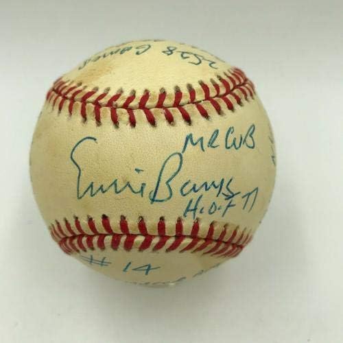 Убавите Ерни Банки потпишаа автограмирани силно испишани статистички бејзбол RJ COA - автограмирани бејзбол