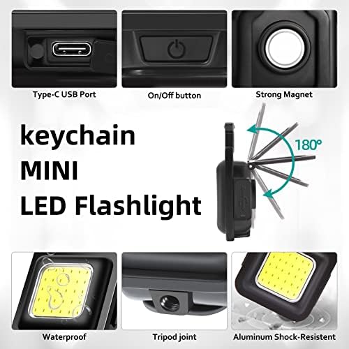 Exdiffer 2pack мини фенерче, 1000 лумени лажни светло со батерија од 800mAh, 4 режими кои се полнат со прицврстувачи на тастатурата,