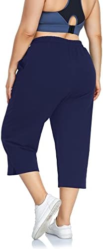 Zerdocean Womensенски плус големина Активна јога џемпери памучни дрес на атлетски панталони со атлетски култури со џебови