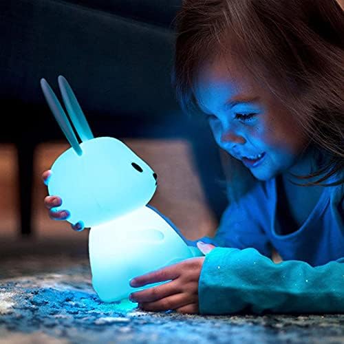 Comcom симпатична punny деца ноќна светлина, преносна боја што се менува мека силиконска USB -ноќна светлина, играчки ламба со далечински управувач за расадник, спална соб
