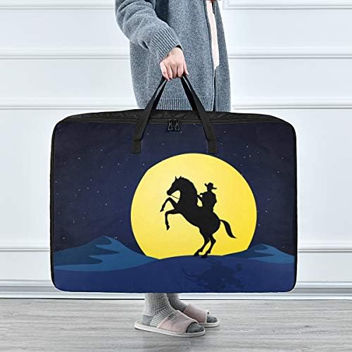 Н/ А Торба За Складирање Со Голем Капацитет-Американски Каубојски Коњ Месечина Ноќен Јорган Облека Организатор Декорација Патент