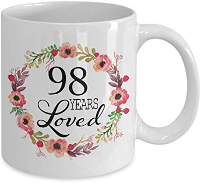 98-ми Роденденски Подароци За Жени-Подарок за 98-Годишна Жена - 98 Години Сакана Од 1922 Година-Бела Кафе Кригла За Сопруга Мајка