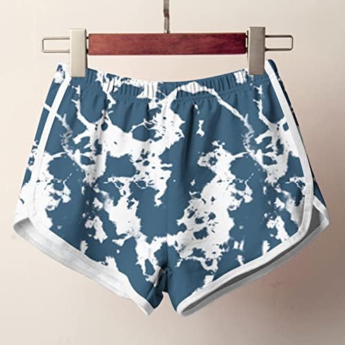 Женски удобни шорцеви за влечење летни високи половини лабави атлетски шорцеви ретро печатење проточни шорцеви на плажа со џебови